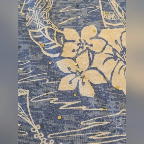 Cathy Daniels Blue Floral Blouse with Sequin Detail 2X - Picture 9 of 12